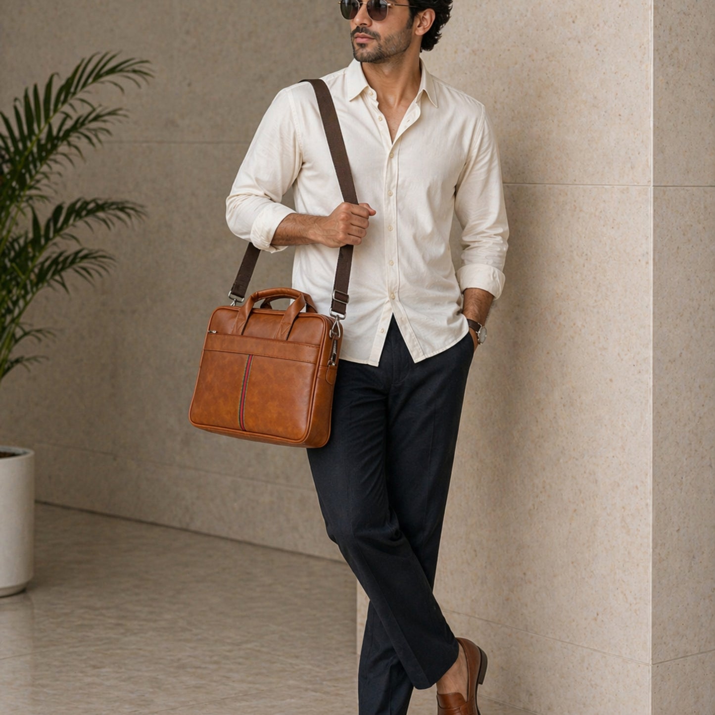 Premium Customized Leather Laptop Messenger Bag for Corporate & Office Use