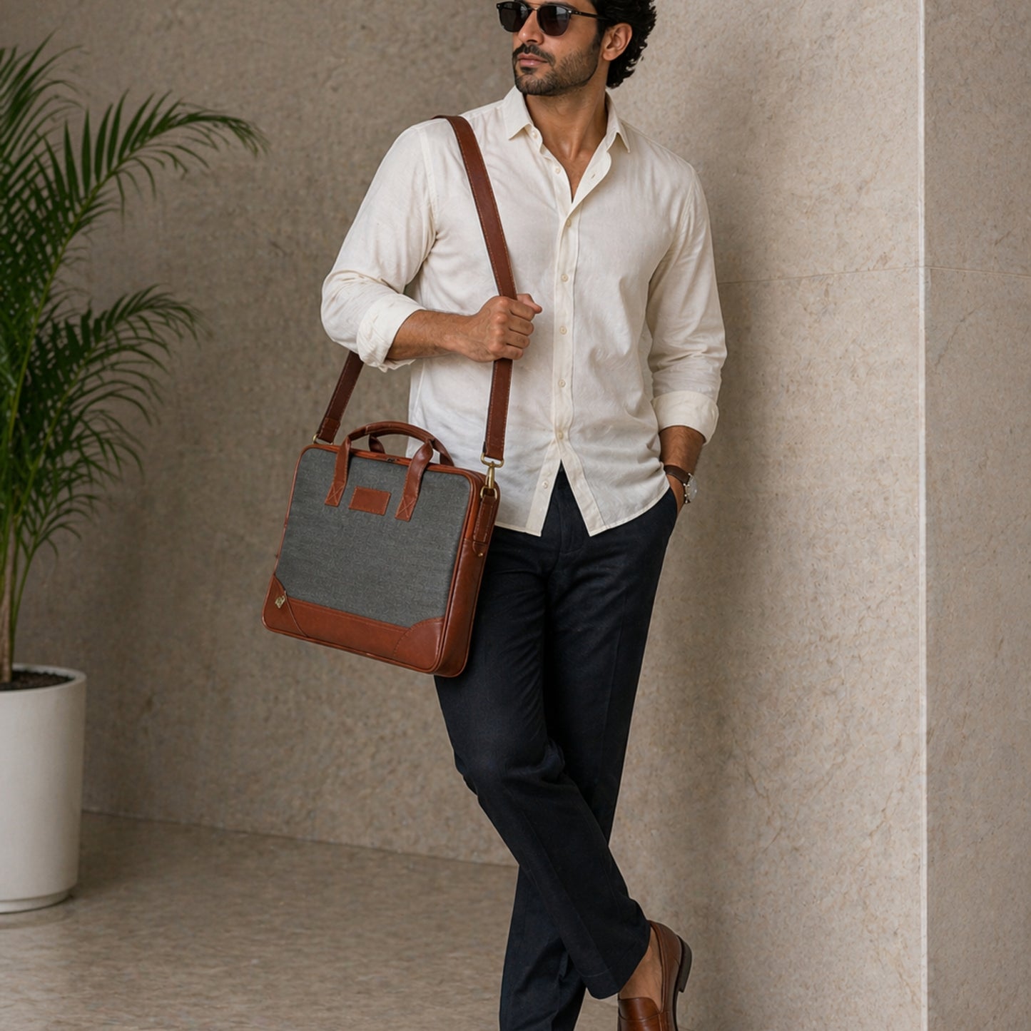 Premium Customized Dual-Tone Laptop Messenger Bag for Corporate Office Use