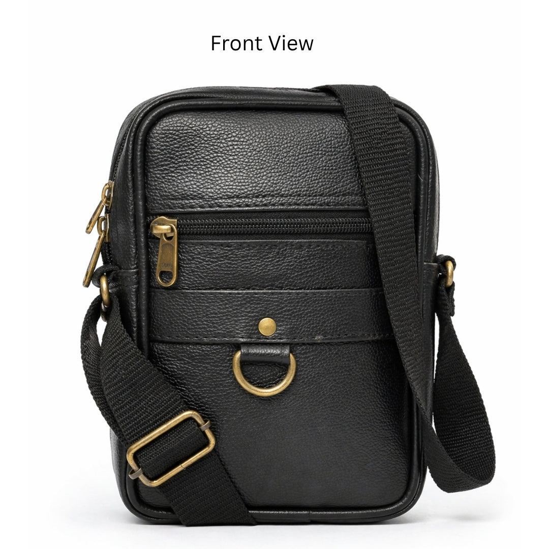 Premium Customized Leather Sling Side Bag with Multiple Pockets for Corporate Use