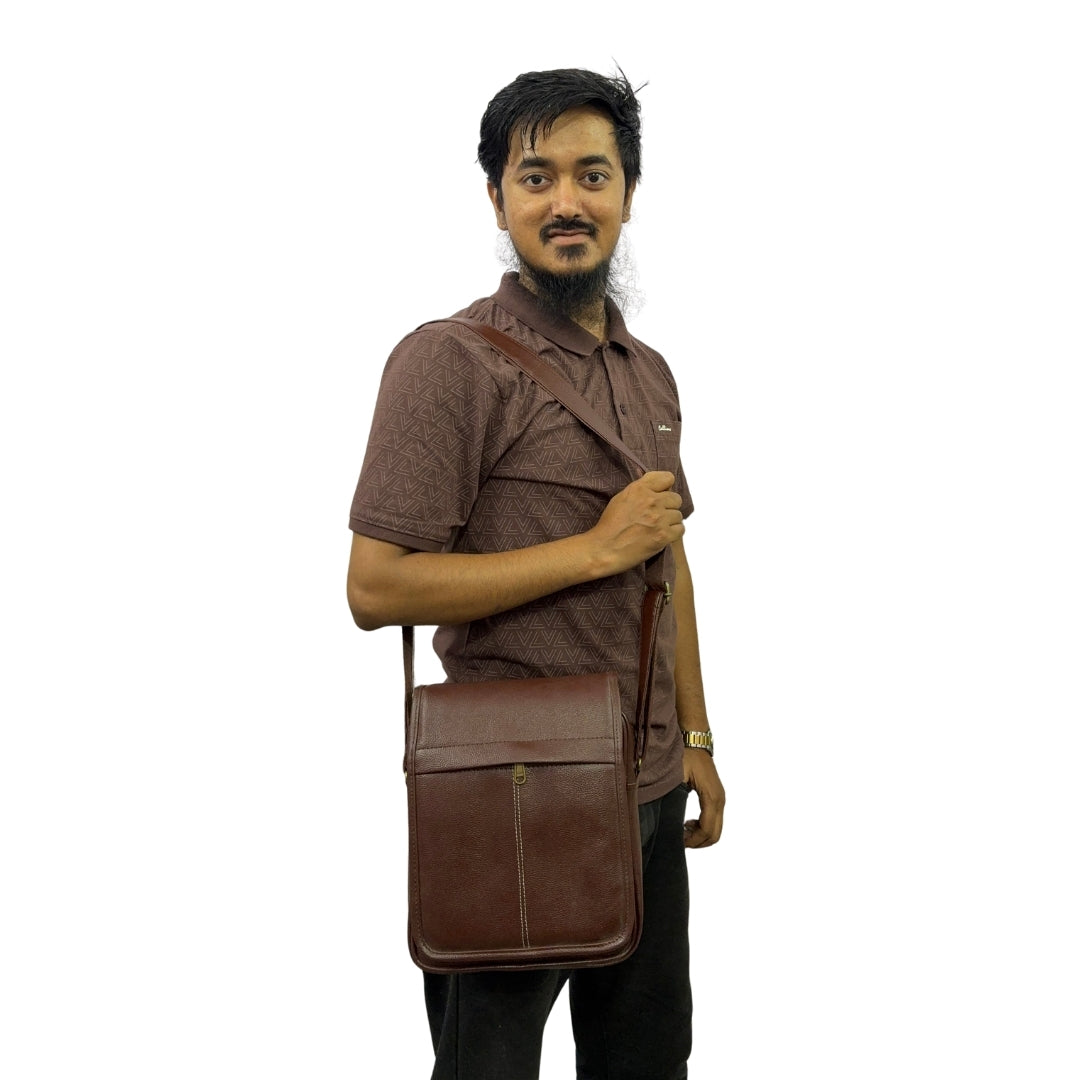 Premium Customized Executive Leather Sling Side Bag for Corporate & Office Use