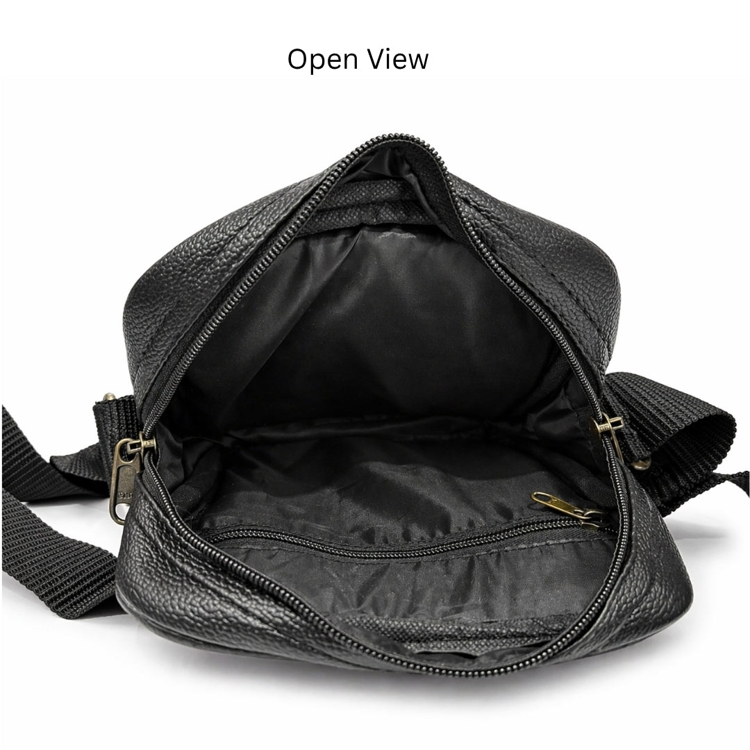 Premium Customized Leather Sling Side Bag with Multiple Pockets for Corporate Use