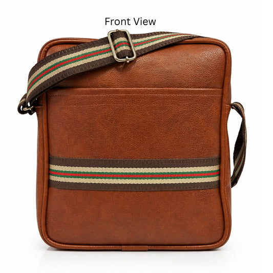 Premium Customized Stripe Design Leather Sling Side Bag for Corporate & Daily Use