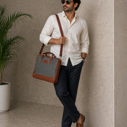 Premium Customized Dual-Tone Laptop Messenger Bag for Corporate Office Use