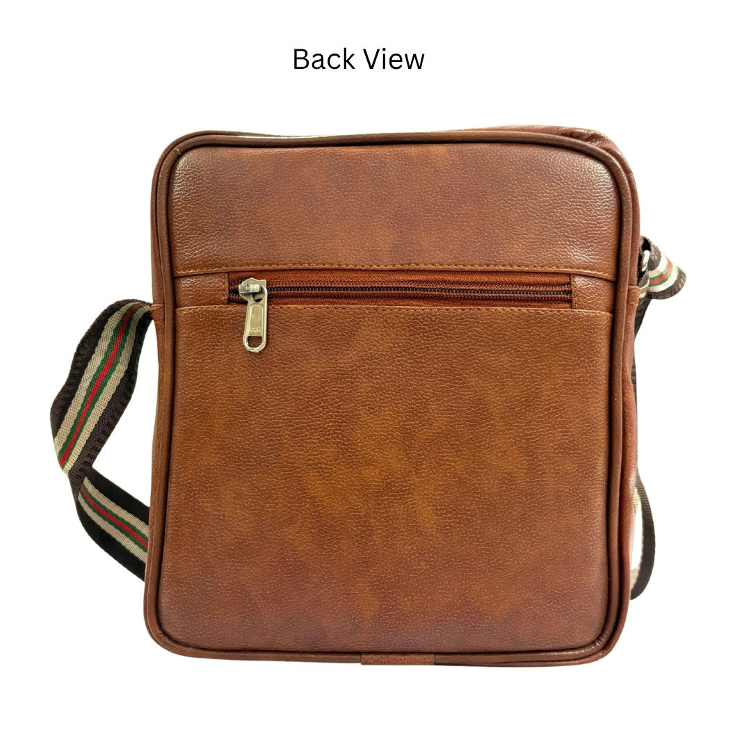 Premium Customized Stripe Design Leather Sling Side Bag for Corporate & Daily Use