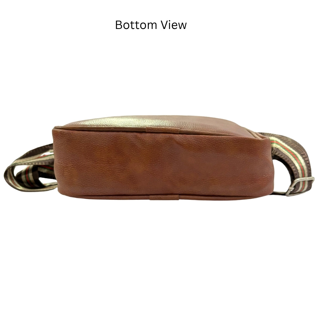 Premium Customized Stripe Design Leather Sling Side Bag for Corporate & Daily Use