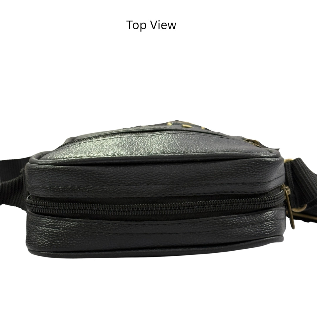 Premium Customized Leather Sling Side Bag with Multiple Pockets for Corporate Use