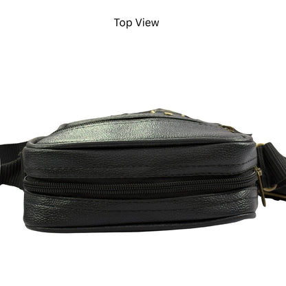 Premium Customized Leather Sling Side Bag with Multiple Pockets for Corporate Use