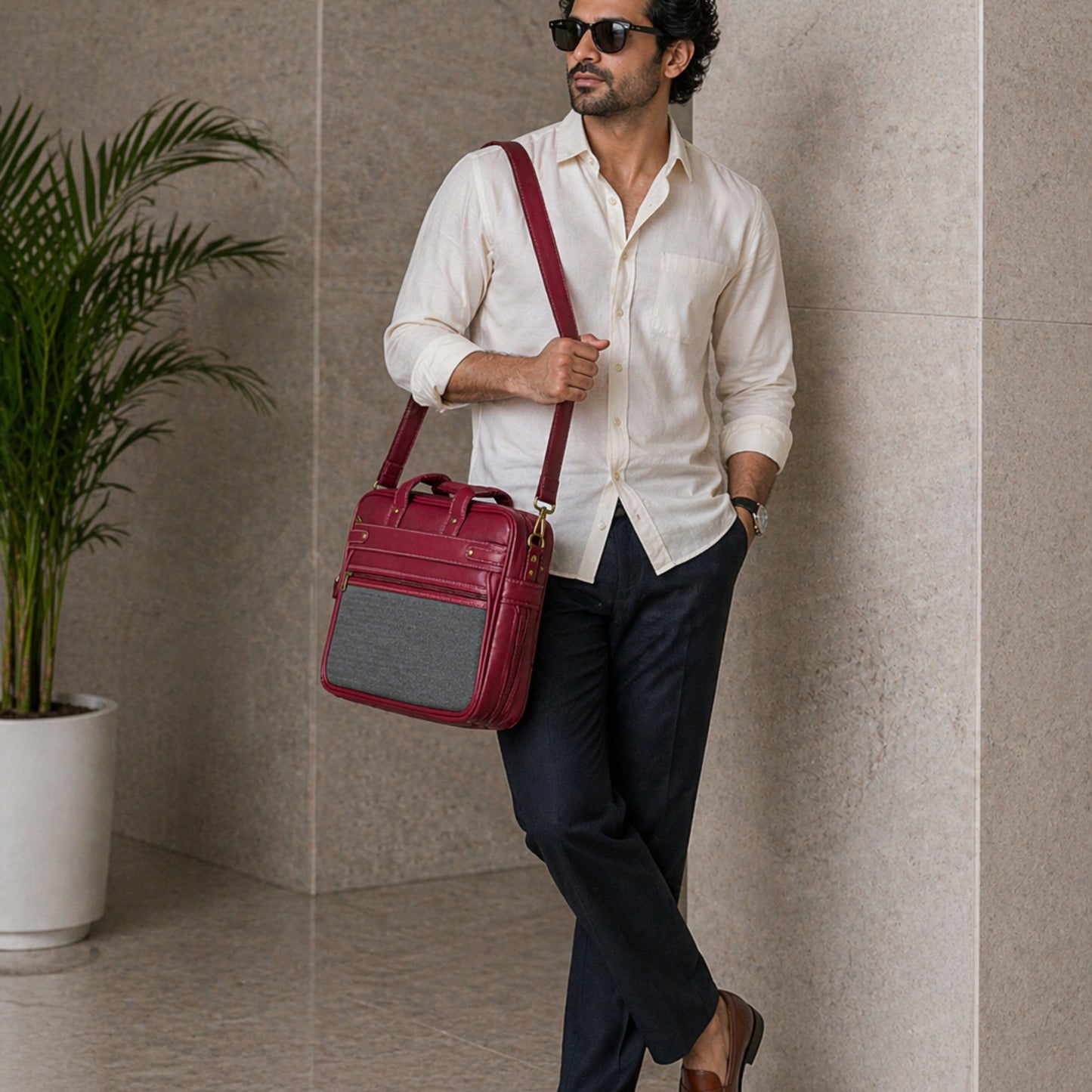 Premium Customized Dual-Tone Executive Laptop Messenger Bag for Corporate Use
